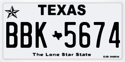 TX license plate BBK5674
