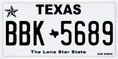 TX license plate BBK5689