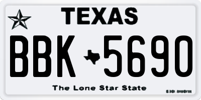 TX license plate BBK5690