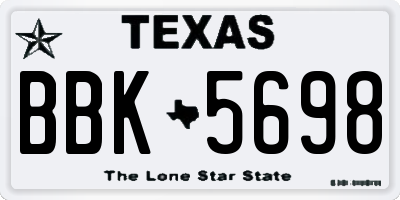 TX license plate BBK5698