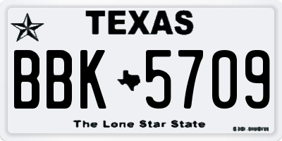 TX license plate BBK5709
