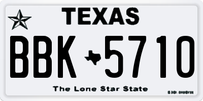 TX license plate BBK5710