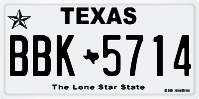 TX license plate BBK5714