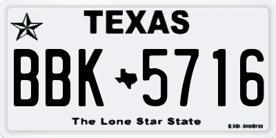 TX license plate BBK5716