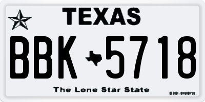 TX license plate BBK5718