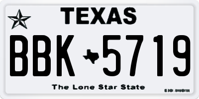 TX license plate BBK5719