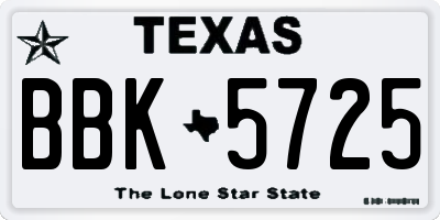TX license plate BBK5725