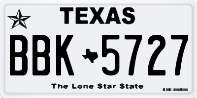 TX license plate BBK5727
