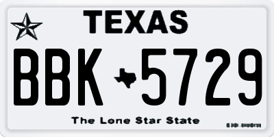 TX license plate BBK5729