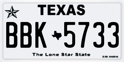 TX license plate BBK5733