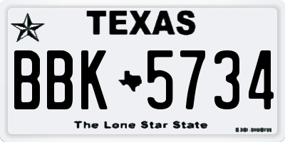 TX license plate BBK5734