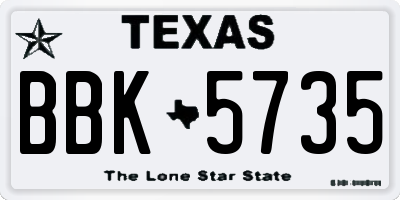 TX license plate BBK5735