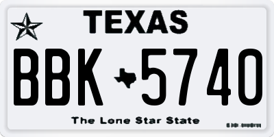 TX license plate BBK5740