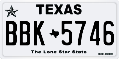 TX license plate BBK5746