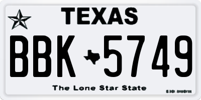 TX license plate BBK5749