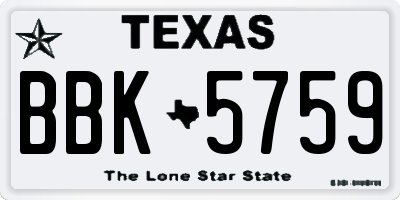 TX license plate BBK5759