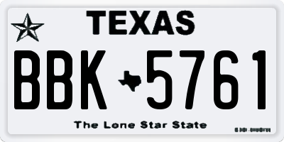 TX license plate BBK5761