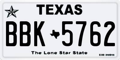 TX license plate BBK5762