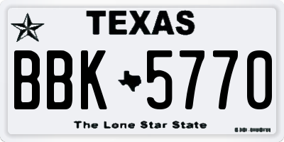 TX license plate BBK5770