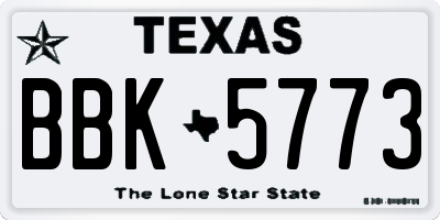 TX license plate BBK5773