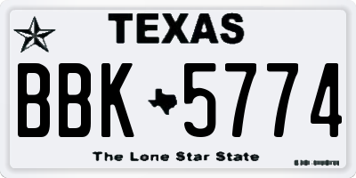 TX license plate BBK5774