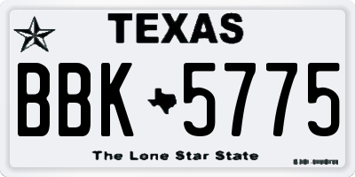 TX license plate BBK5775