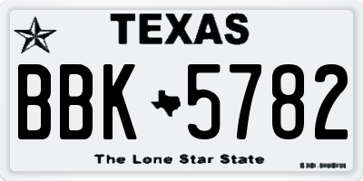 TX license plate BBK5782
