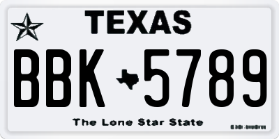 TX license plate BBK5789