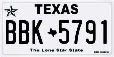 TX license plate BBK5791