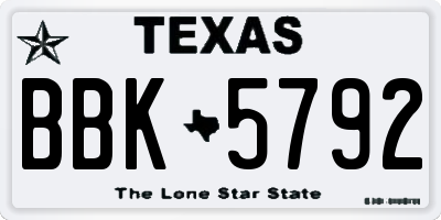 TX license plate BBK5792