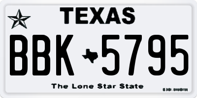 TX license plate BBK5795