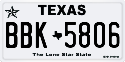 TX license plate BBK5806