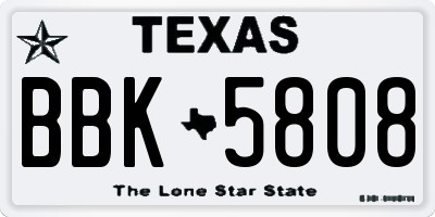 TX license plate BBK5808