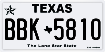 TX license plate BBK5810