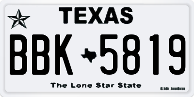 TX license plate BBK5819