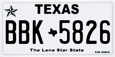 TX license plate BBK5826