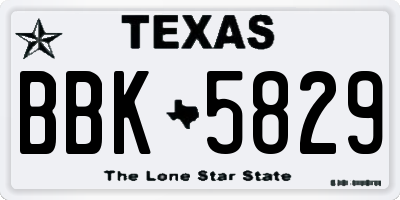 TX license plate BBK5829