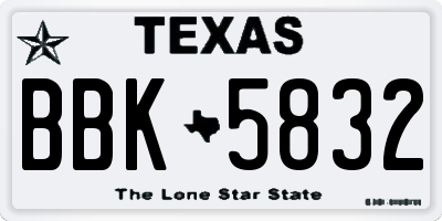 TX license plate BBK5832