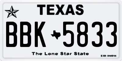 TX license plate BBK5833