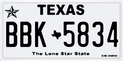 TX license plate BBK5834
