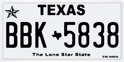 TX license plate BBK5838