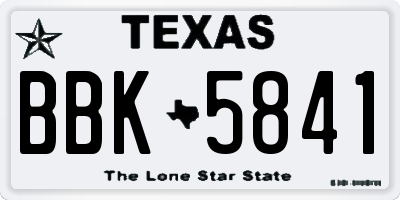 TX license plate BBK5841