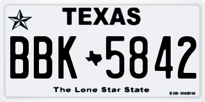TX license plate BBK5842