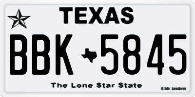 TX license plate BBK5845