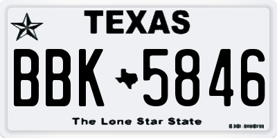 TX license plate BBK5846