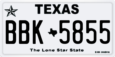 TX license plate BBK5855