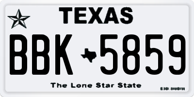 TX license plate BBK5859
