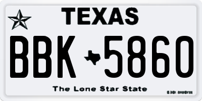 TX license plate BBK5860