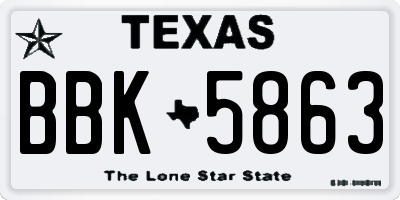 TX license plate BBK5863