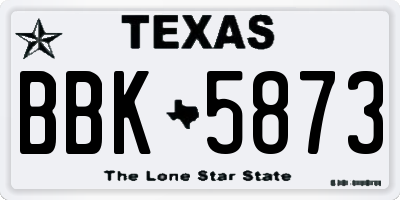 TX license plate BBK5873